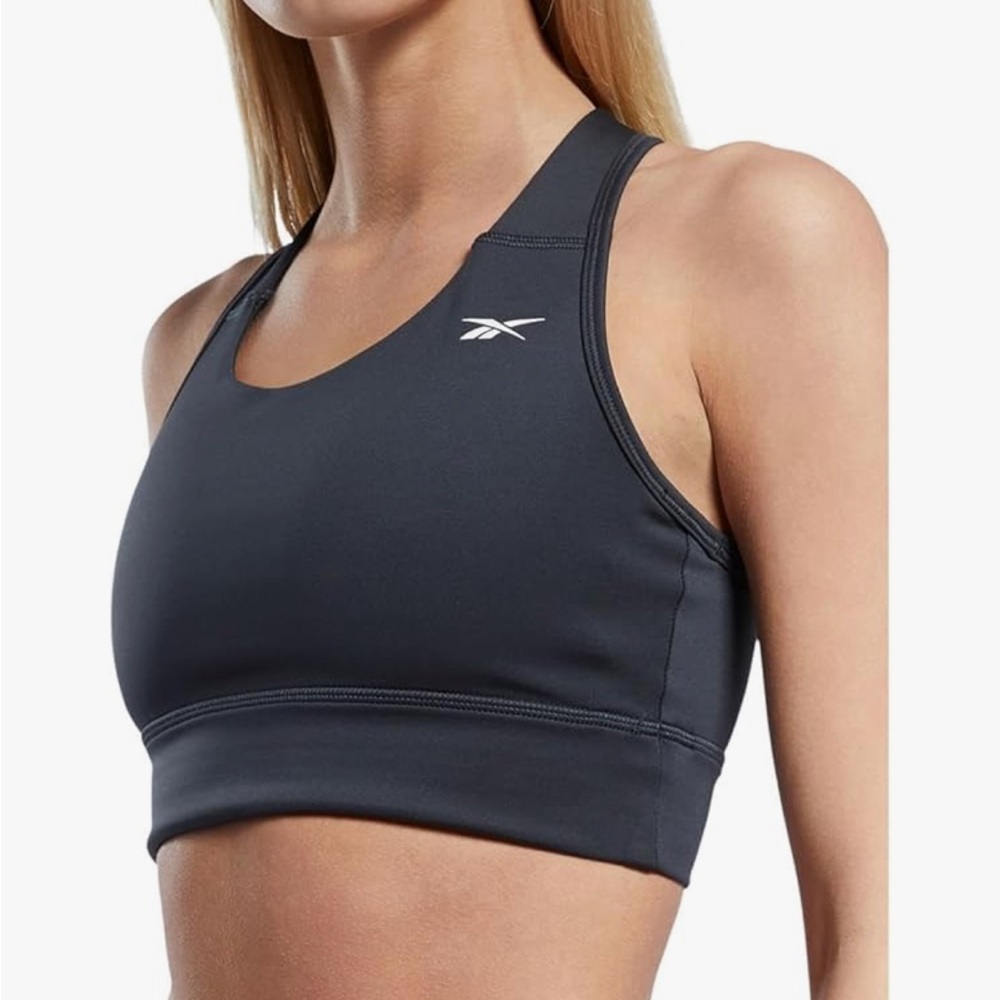 Reebok Black Running Sports Bra Compression Racerback and Supportive Band